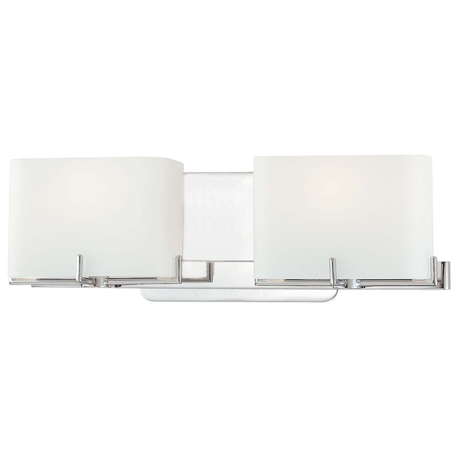 George Kovacs Curvy Corner 16in 2-Light Bath Vanity | Contemporary Chrome and White Glass | Bathroom Vanity | 16 x 5 x 6 in | Model P5152-077