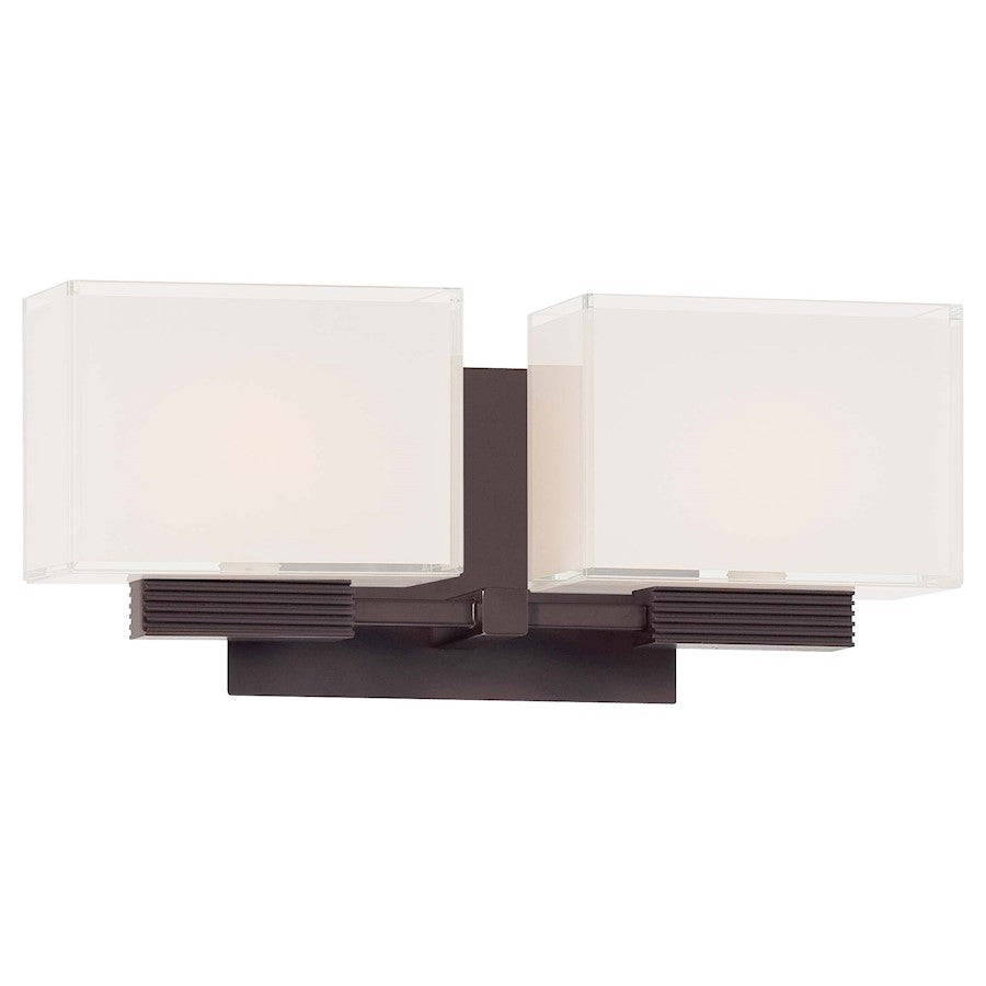 George Kovacs Cubism 2-Light Wall Sconce | Contemporary Dorian Bronze and Clear Glass | Bathroom Vanity & Powder Room | Model P5212-615B