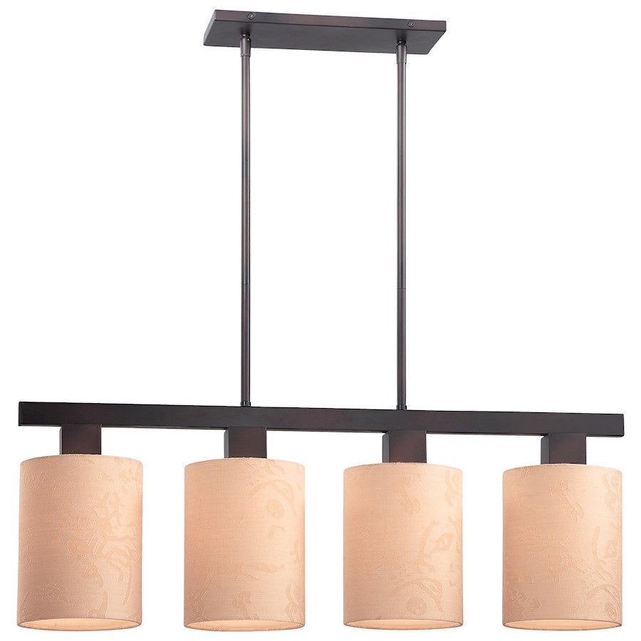George Kovacs Kimono 31in 4-Light Island Light | Contemporary Antique Dorian Bronze | Kitchen Island & Dining Room | 31 x 6 x 12 in | Model P8084-615