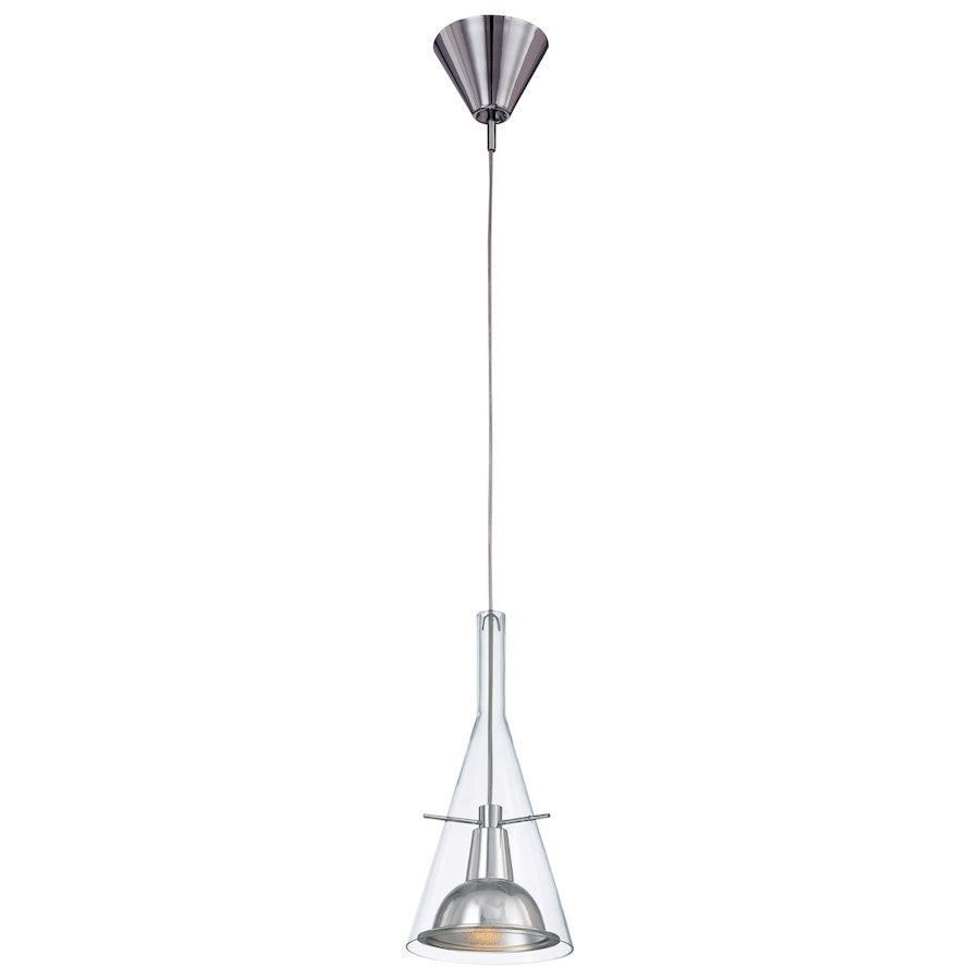 George Kovacs 8in 1-Light Mini Pendant | Contemporary Brushed Nickel | Kitchen Island & Hallway | 8 x 14 in | Model P8111-084