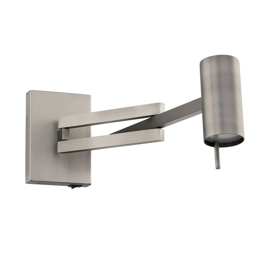 Modern Forms Gavel 7" LED Swing Arm Light, Brushed Nickel/White - BL-44518-BN