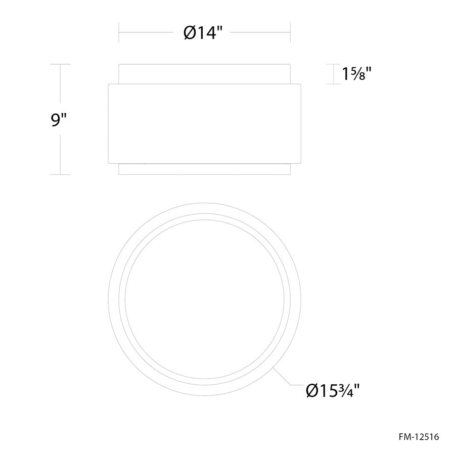 Modern Forms Preston 1Lt 16" LED Flush Mount/2700K, Brass/Opal