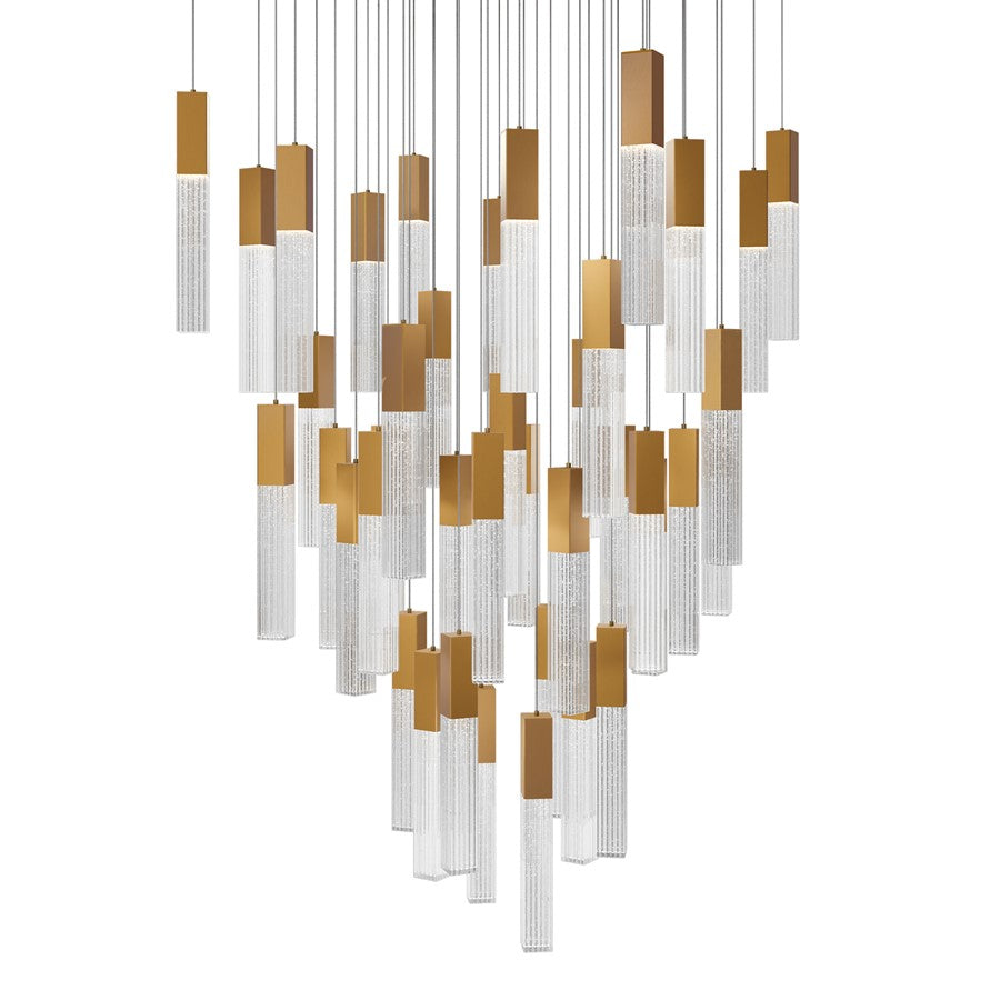 Modern Forms Cinema 41Lt 16" LED Multi-Light Pendant, Brass/Clear - PD-30841S-AB