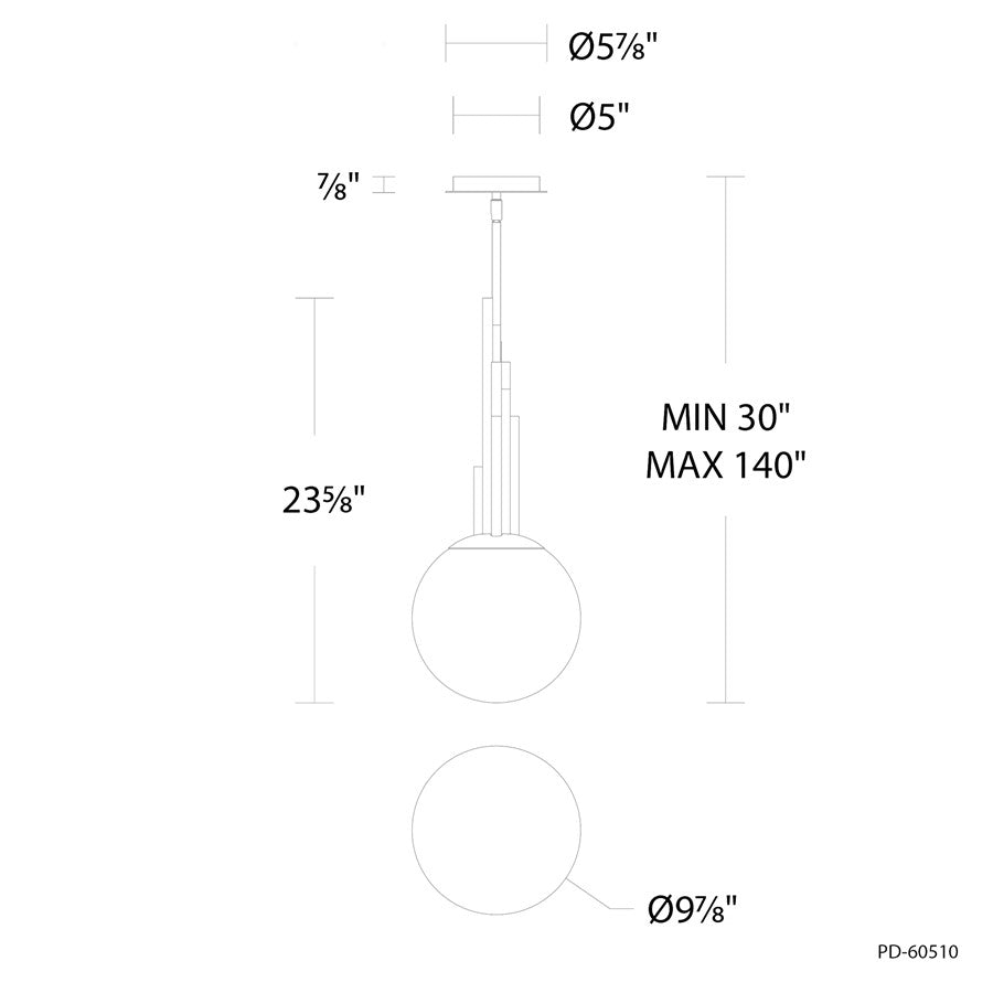 Modern Forms Sybil 1Lt 10" LED Mini-Pendant, Black Nickel/Opal