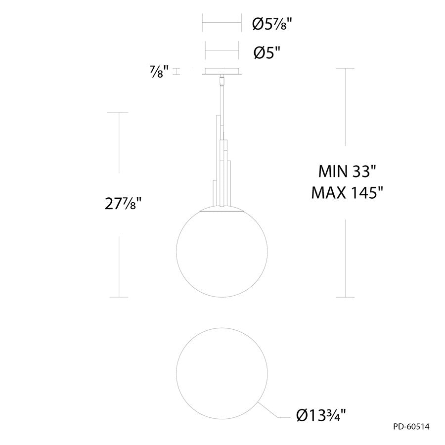 Modern Forms Sybil 1Lt 14" LED Pendant, Black Nickel/Opal