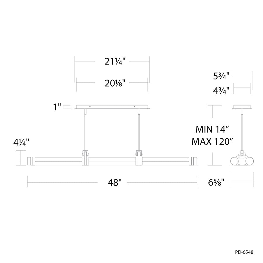 Modern Forms Catania 48" LED Linear Pendant, Bassalt Stone/Brass/Black/White