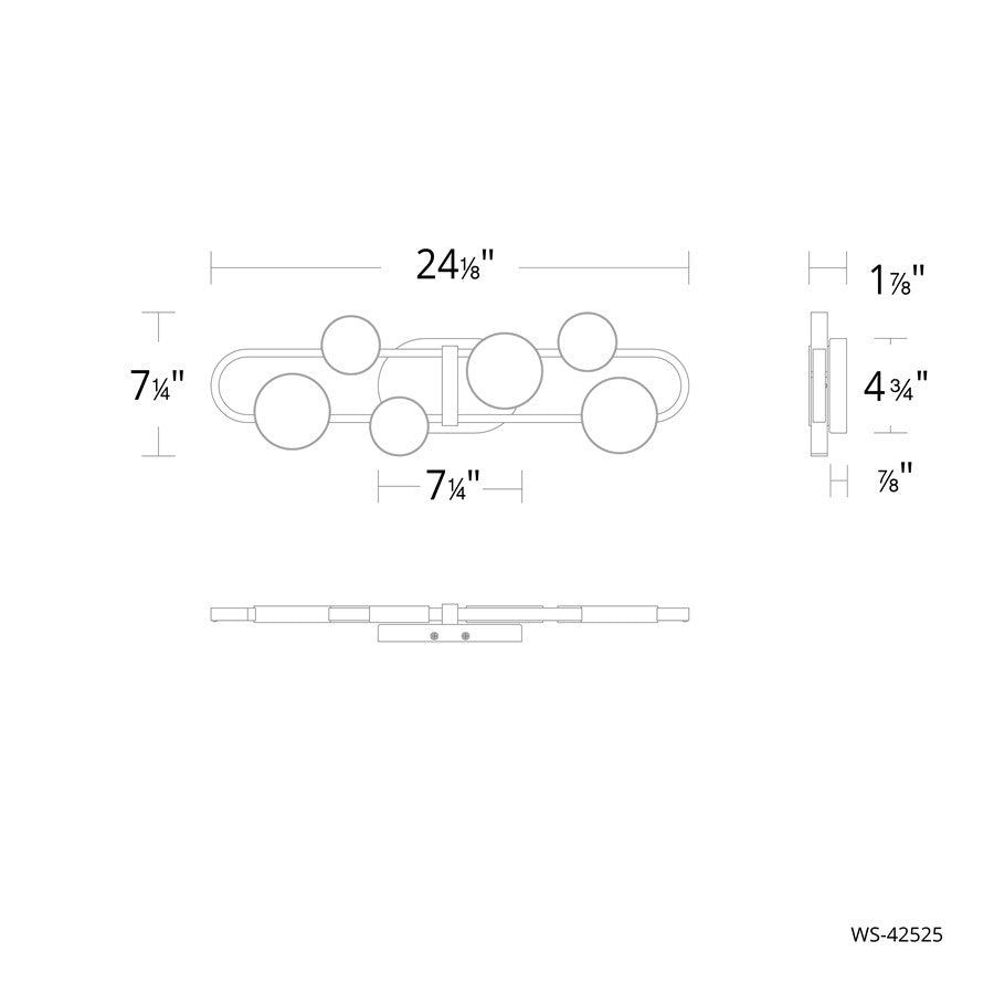 Modern Forms Tableau 6Lt 24" LED Bath/Wall Light, 3500K, Black/White