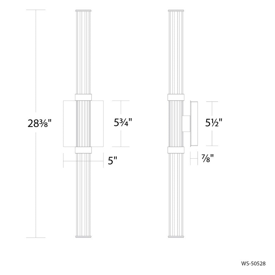 Modern Forms Ribeye 2Lt 28" LED Wall Sconce, Brushed Nickel/Clear