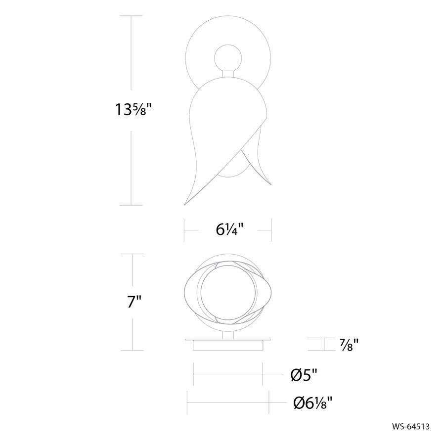 Modern Forms Elixir 13" LED Wall Sconce, 2700K, BK Nickel/Black/Opal