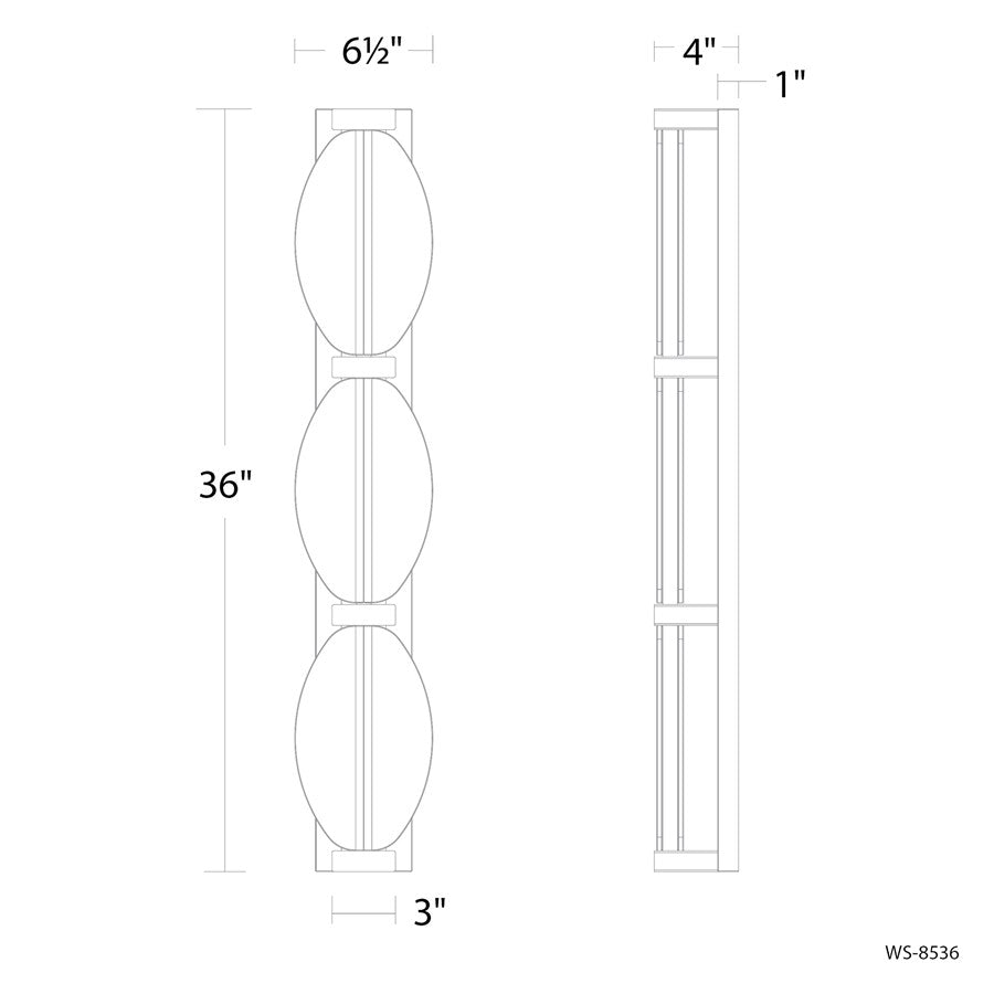 Modern Forms Deco 3Lt 36" LED Bath/Wall Light, 3500K, Nickel/Clear