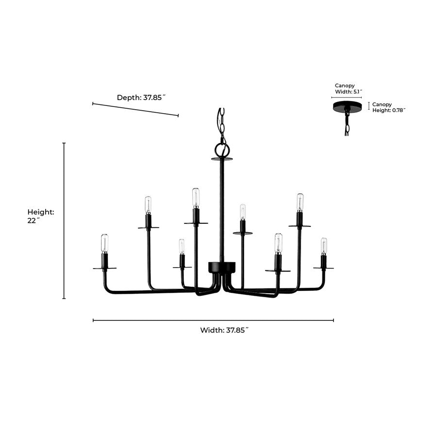 Millennium Lighting Marceline 8Lt Chandelier, Modern Gold