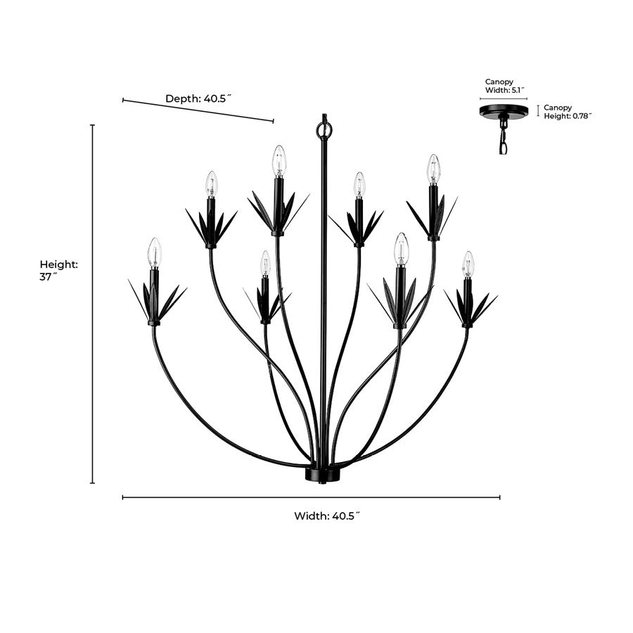 Millennium Lighting Primrose 8Lt Chandelier, Black