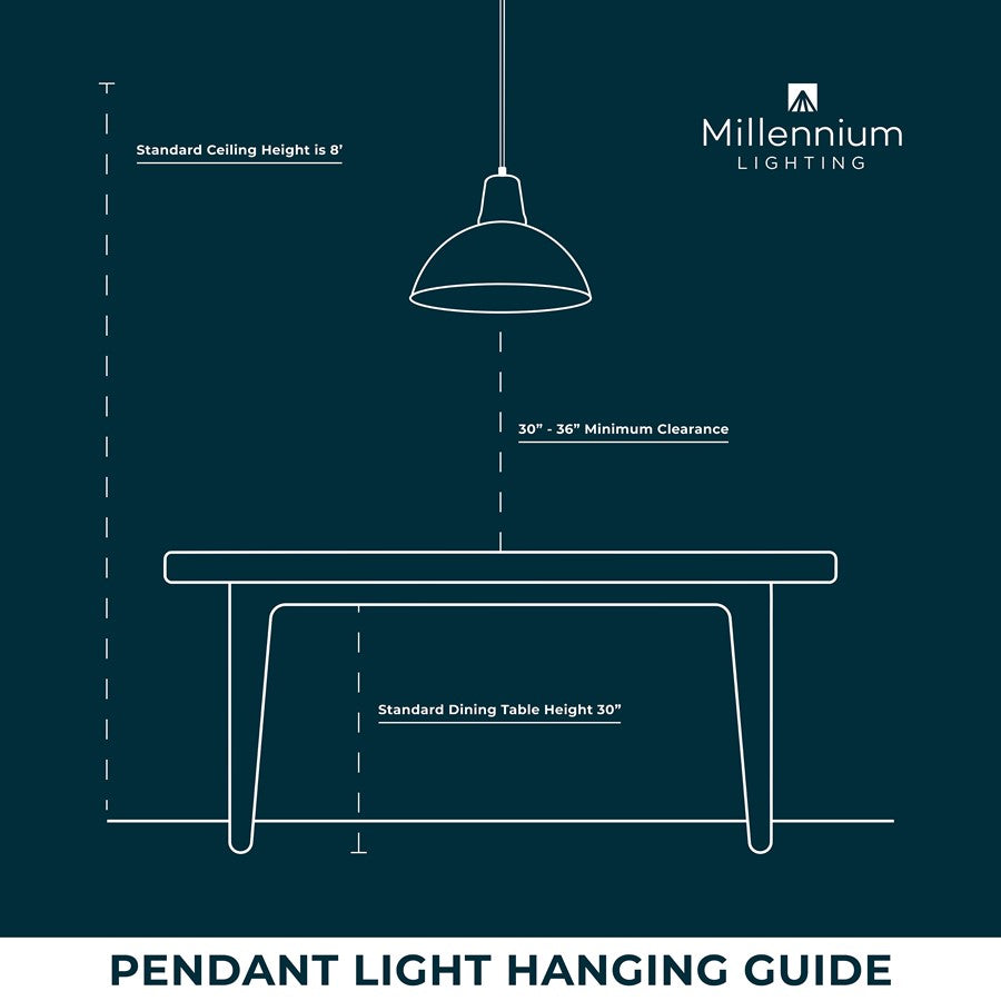 Millennium Lighting Javis 1 Light Pendant, Matte Black/Clear