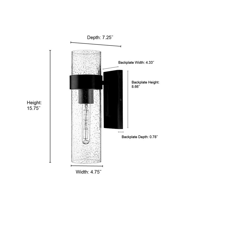 Millennium Lighting 1Lt Wall Sconce, Black/Clear