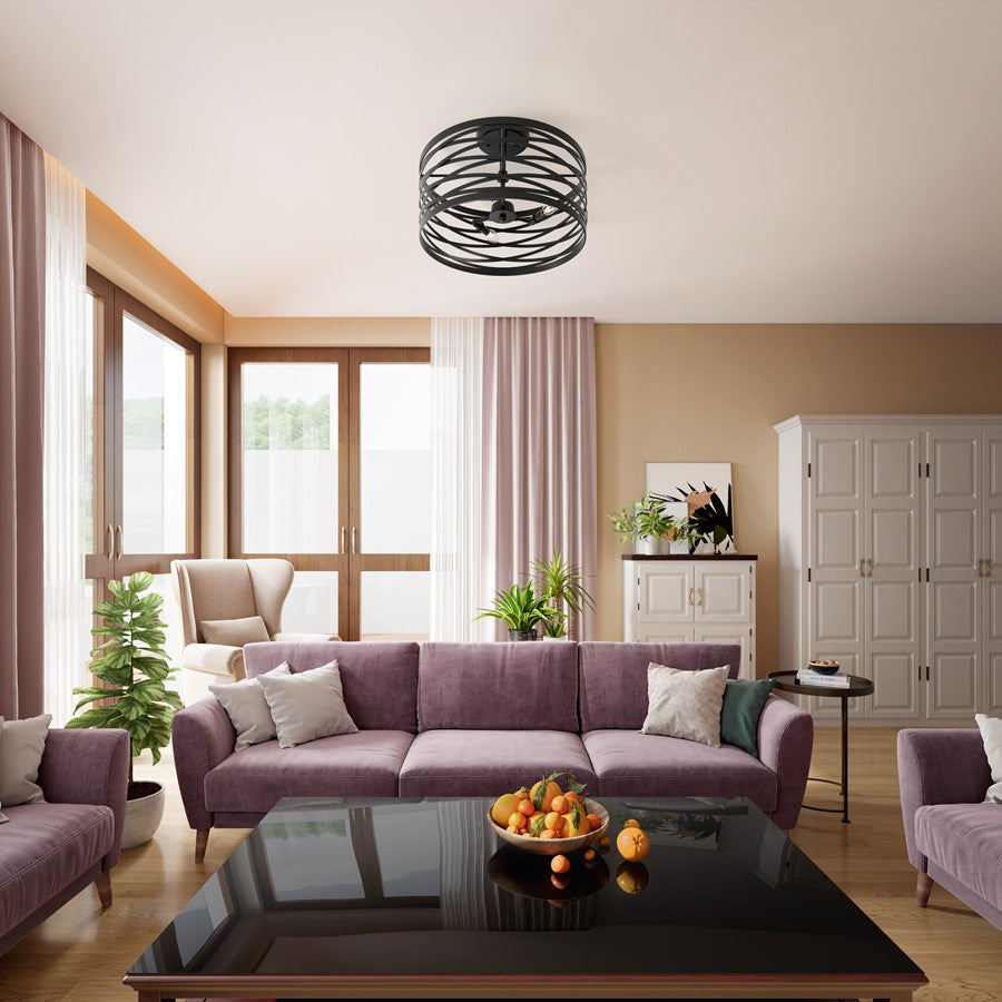 Millennium Lighting 3 Light 11" Flush Mount, Matte Black