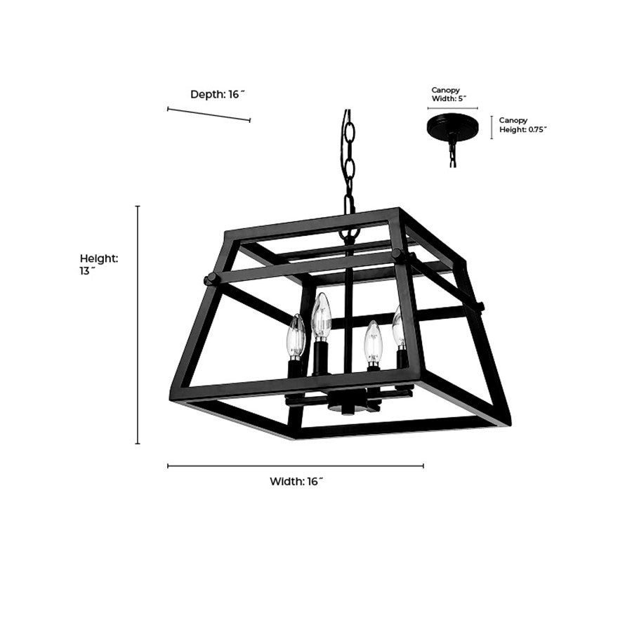 Millennium Lighting Tellsa 4Lt 13" Pendant, Black