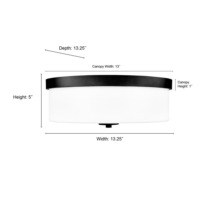 Millennium Lighting Laphia 2Lt 13" Flushmount, Black/Etched Opal
