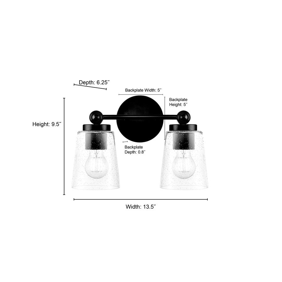 Millennium Lighting Lauryn 2Lt 14" Vanity, Nickel/Clear Seeded