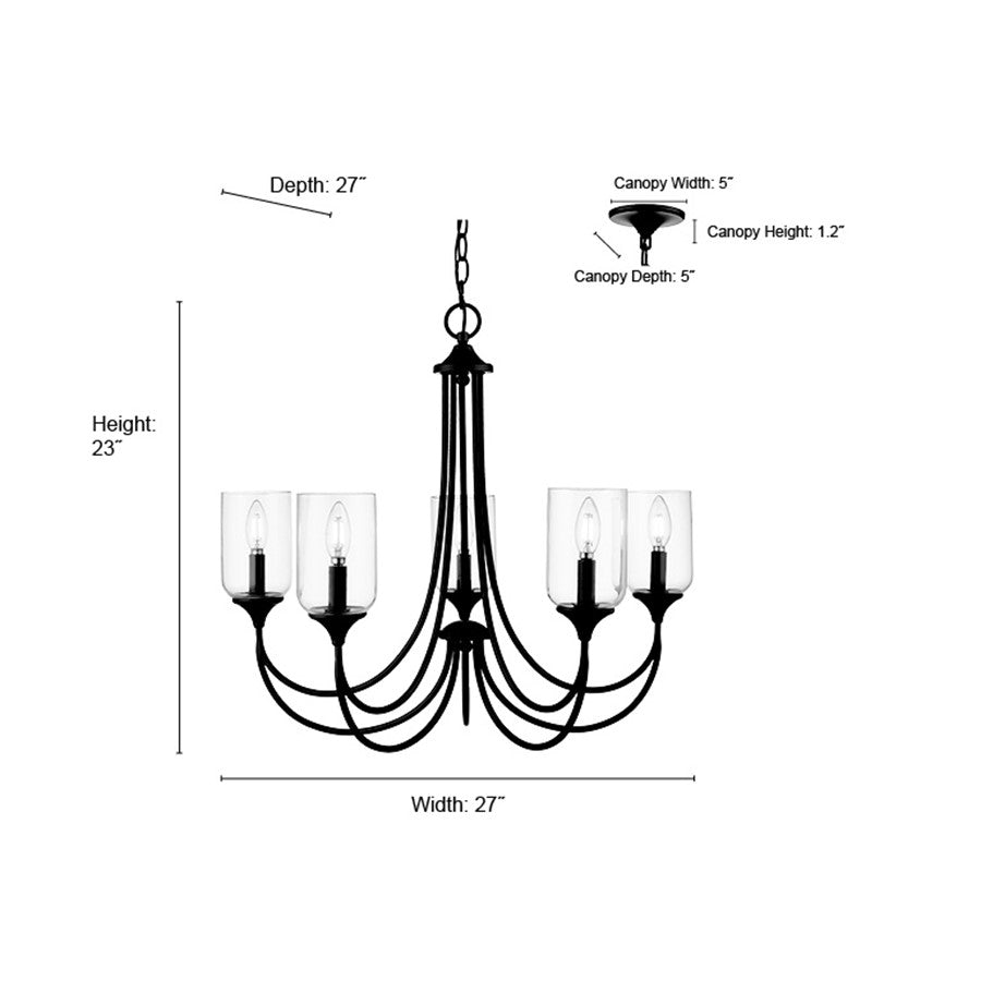 Millennium Lighting Waddingham 5Lt Chandelier, Vintage Brass