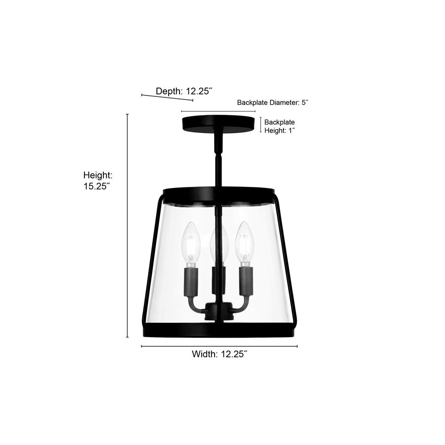 Millennium Adabella 3Lt Semi Flush Mount, Nickel/Clear