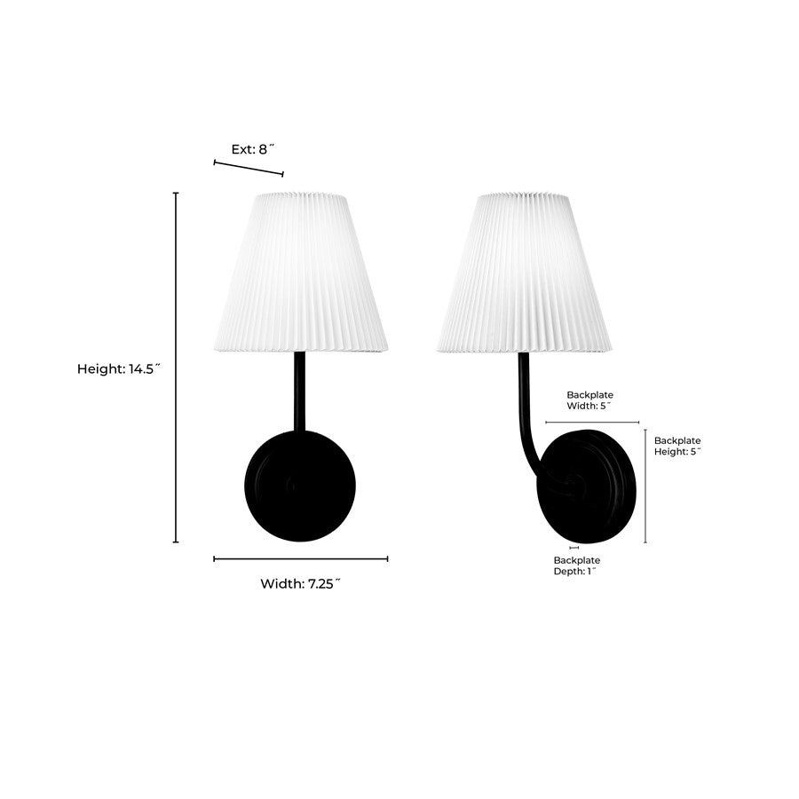 Millennium Lighting Ami 1Lt 7" Wall Sconce, Black/White