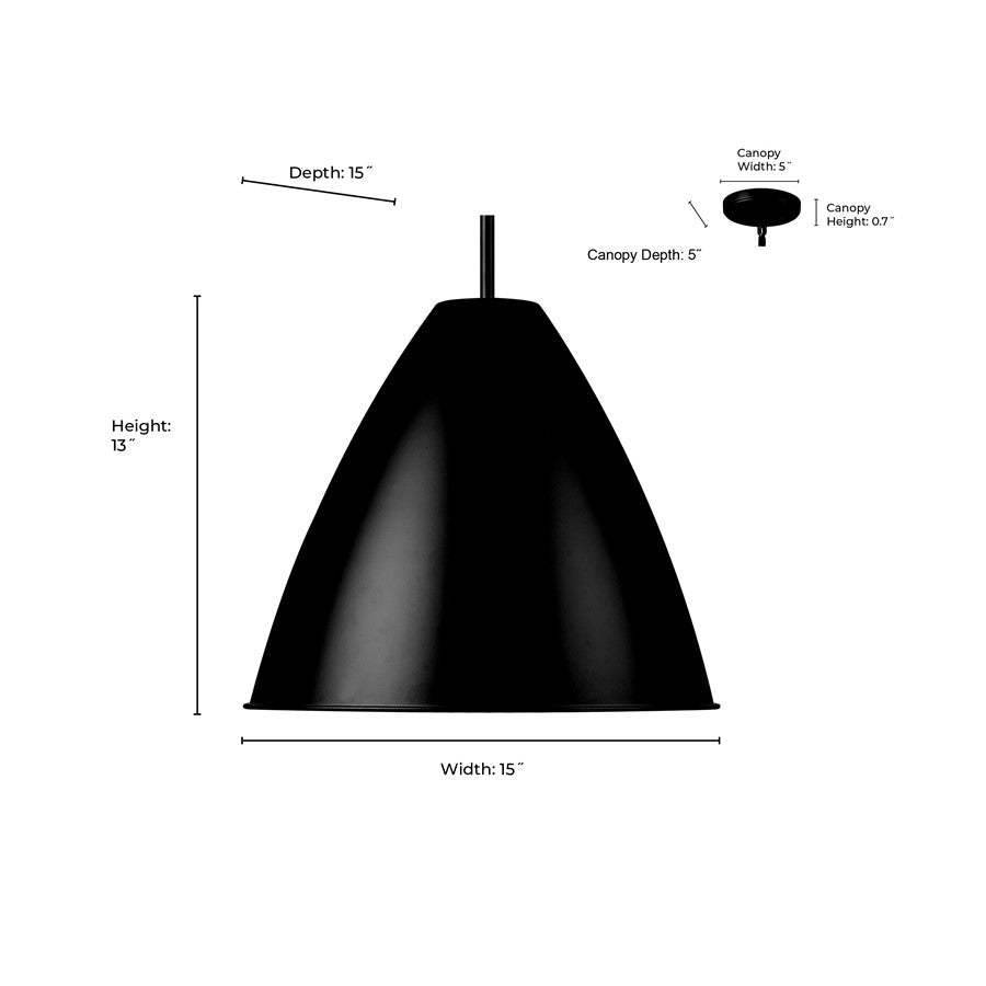Millennium Lighting Kayman 1Lt 15" Pendant, Black/ Gold