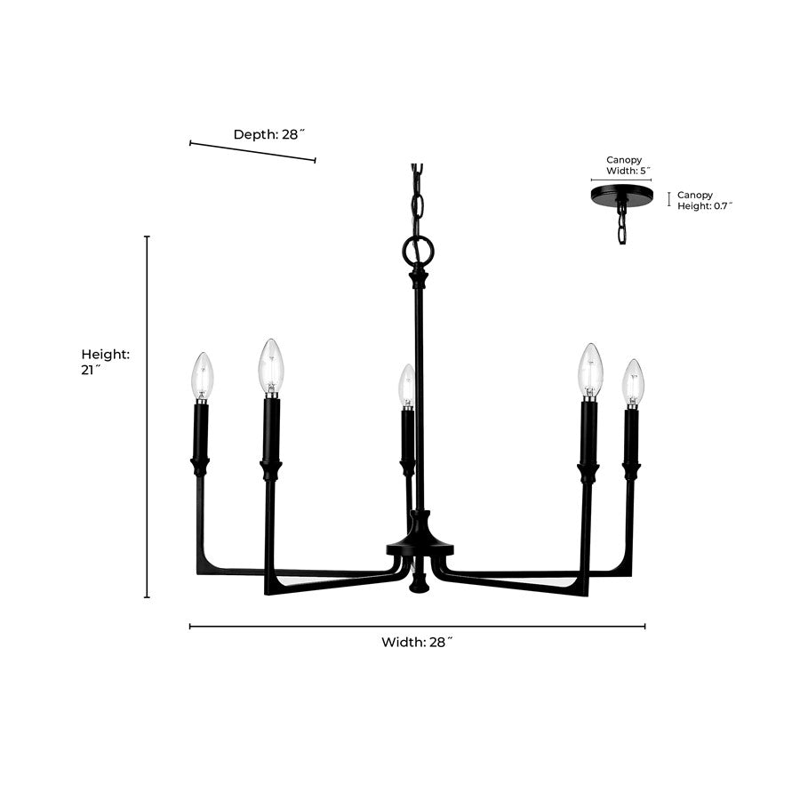 Millennium Lighting Azara 5Lt 28" Chandelier, Vintage Brass