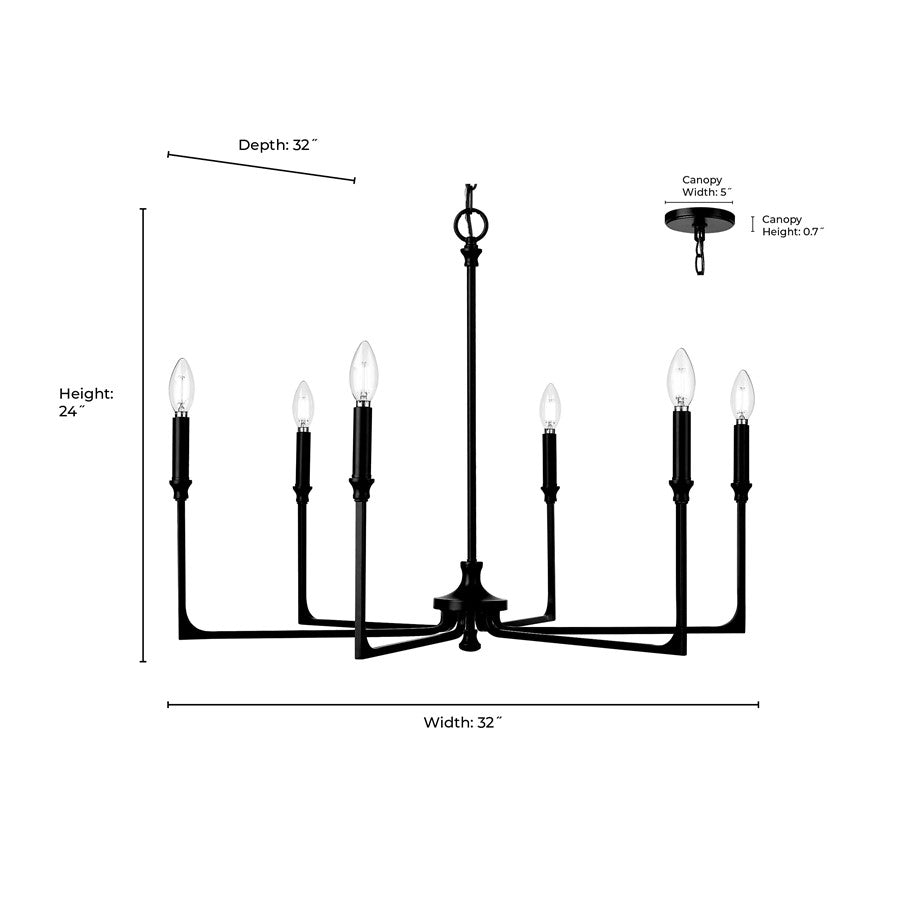 Millennium Lighting Azara 6Lt 32" Chandelier, Vintage Brass