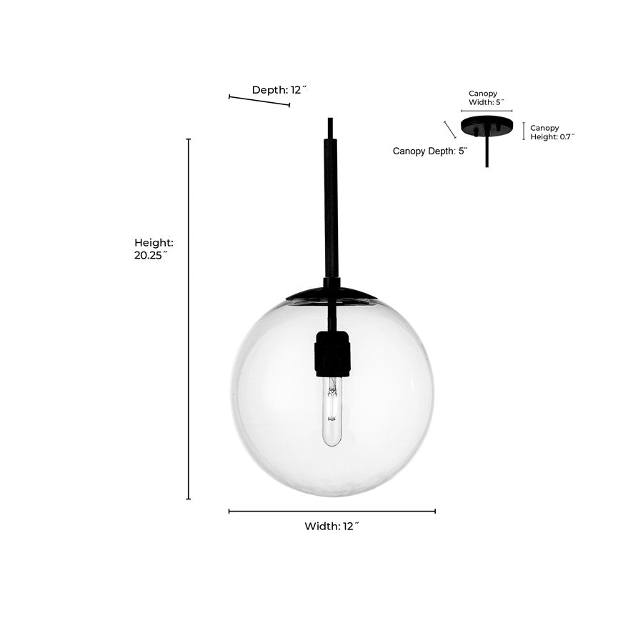 Millennium Lighting Kairo 1Lt 12" Pendant, Polished Nickel/Clear