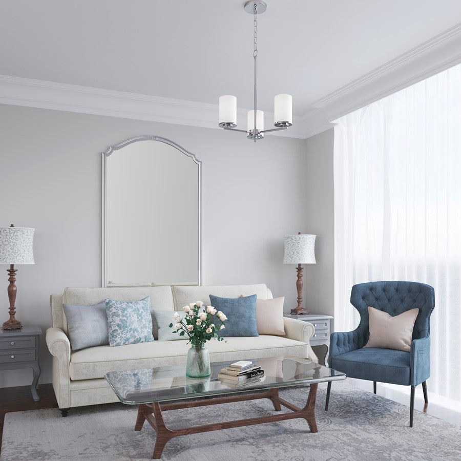 Millennium Lighting Verlana 19" 3Lt Chandelier, Chrome/Etched White