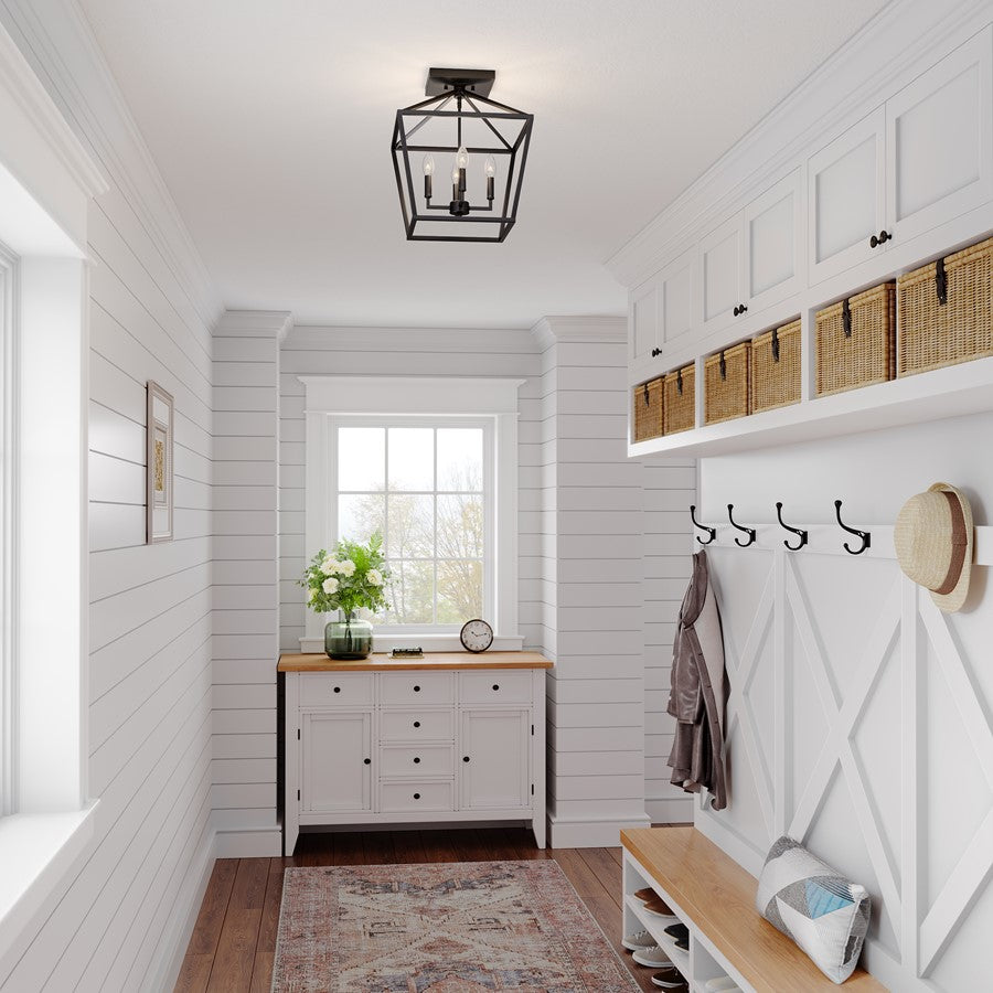 Millennium Lighting Corona 4Lt Semi-Flush Mount, Black