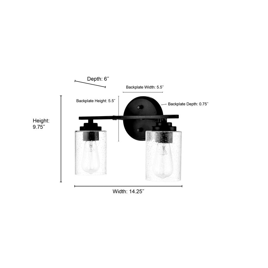 Millennium Lighting Moven 2Lt 14" Vanity, Modern Gold/Clear Seeded