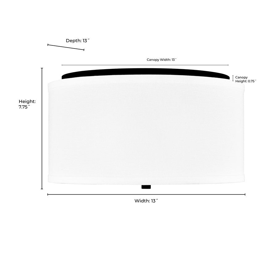 Millennium Lighting Guyten 2Lt 13" Flushmount, Brushed Nickel/White