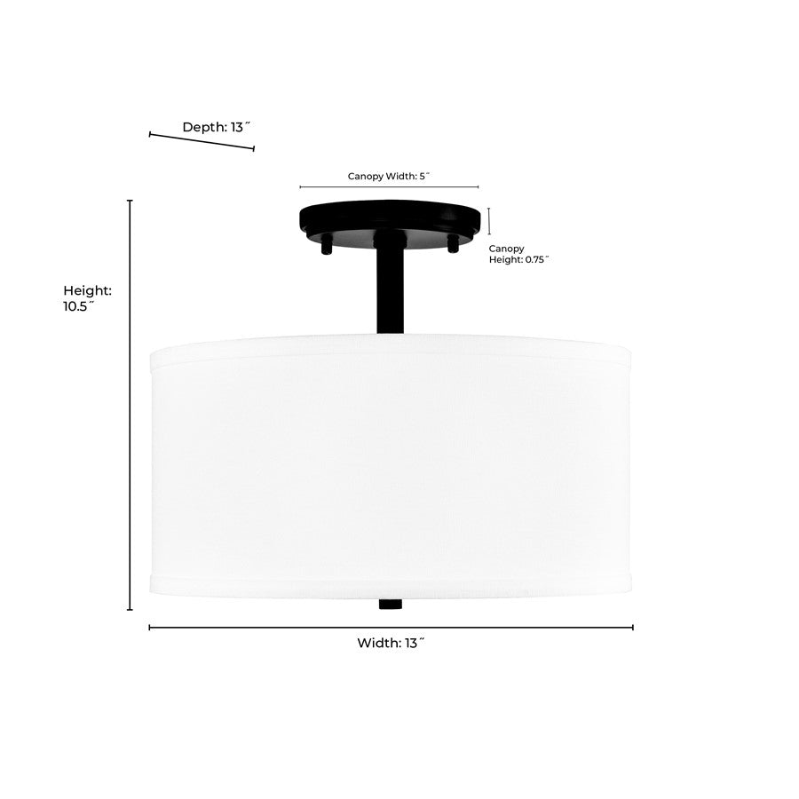 Millennium Lighting Guyten 2Lt 13" Semi-Flush Mount, Nickel/White