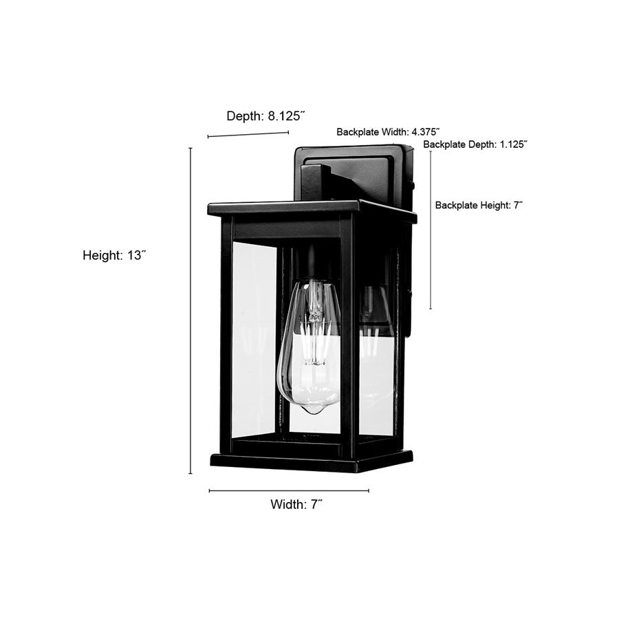 Millennium Lighting Bowton II 1Lt 13" Outdoor Sconce, Black/Clear