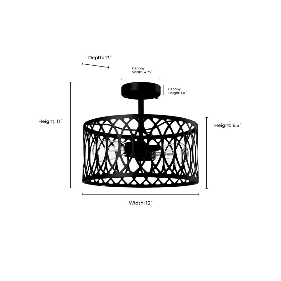 Millennium Lighting Arelyn 1Lt Semi-Flush Mount, Painted Modern Gold