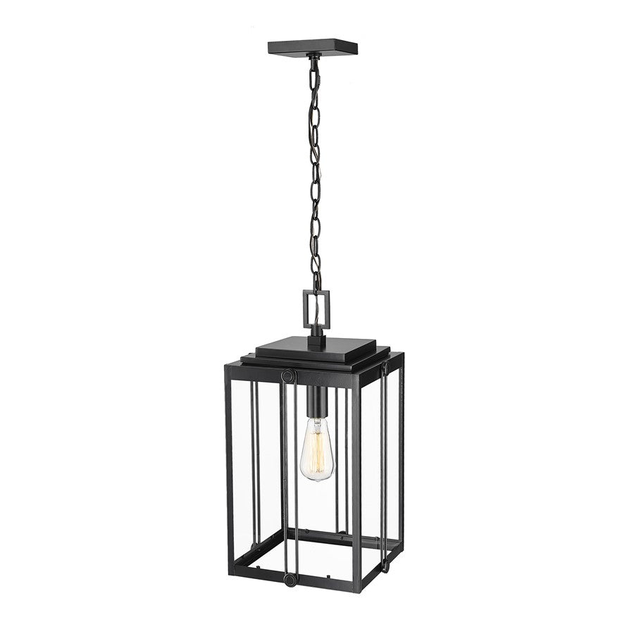Millennium Lighting Oakland 1Lt Outdoor Pendant, Coated Black/Clear