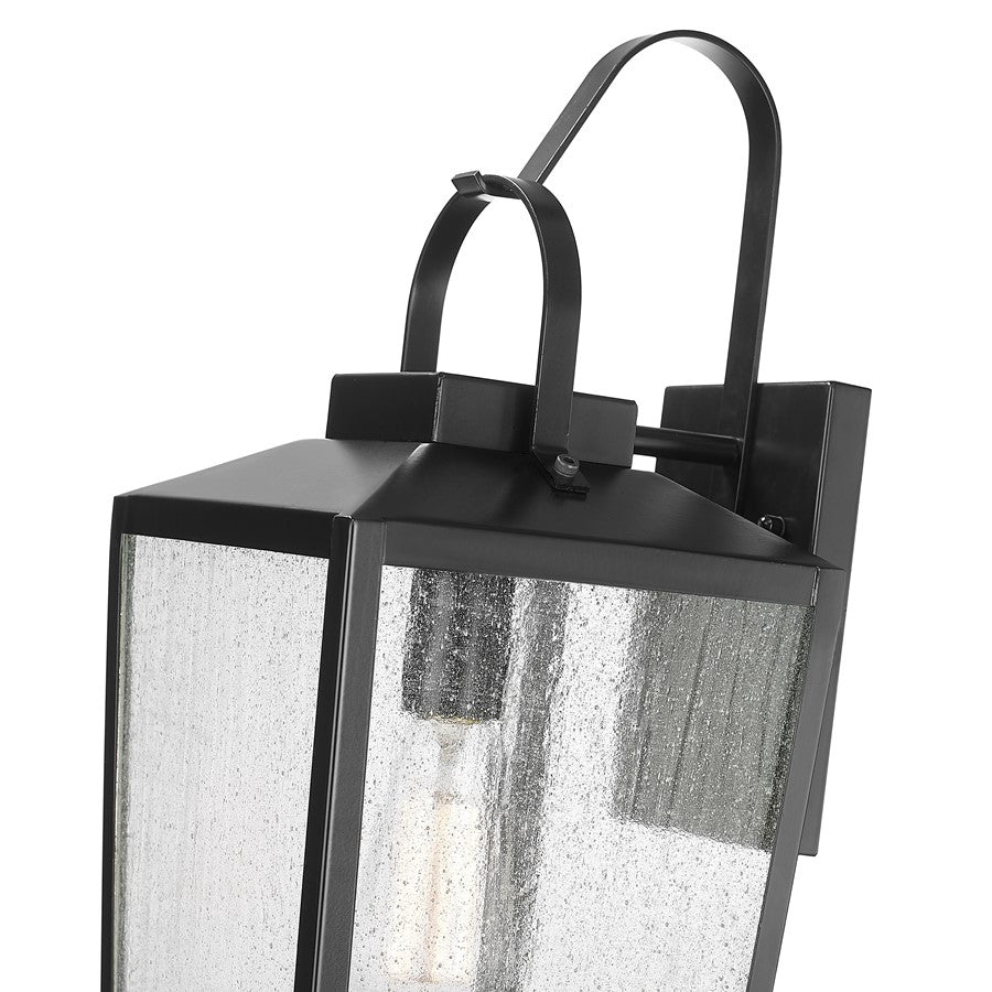Millennium Devens 1Lt 16" Outdoor Wall Sconce, Black/Clear Seeded