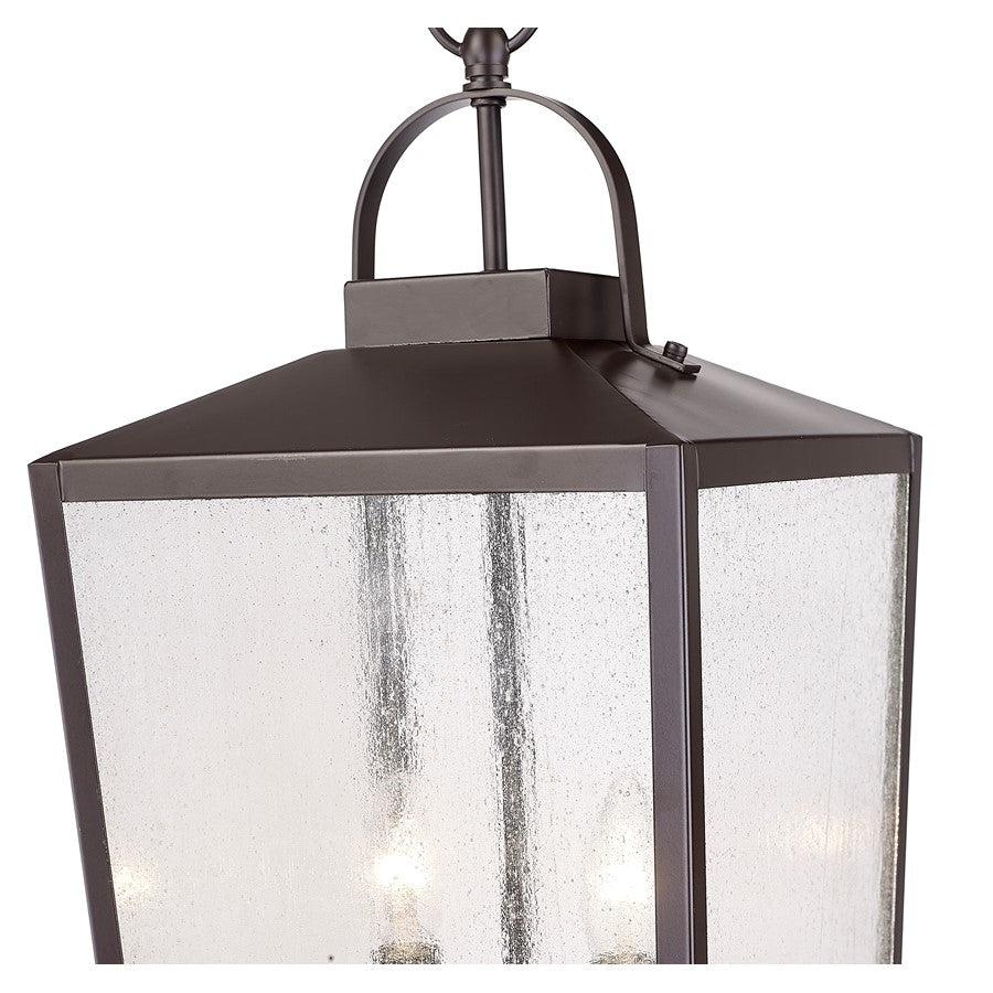 Millennium Devens 2Lt Outdoor Hanging Lantern, Bronze/Clear Seeded