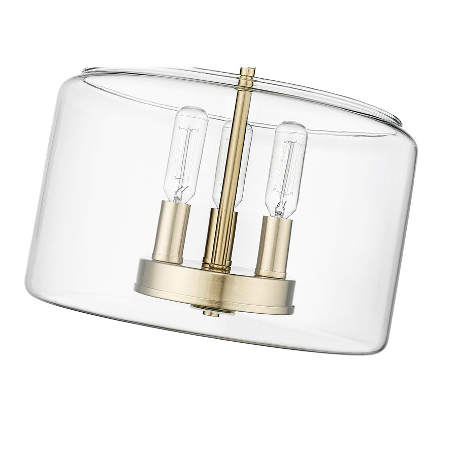 Millennium Lighting Asheville 3Lt Semi-Flush Mount, Modern Gold/Clear