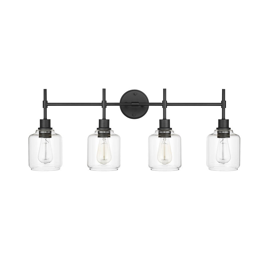 Millennium Lighting Asheville 4Lt Vanity, Black/Clear - 46944-MB