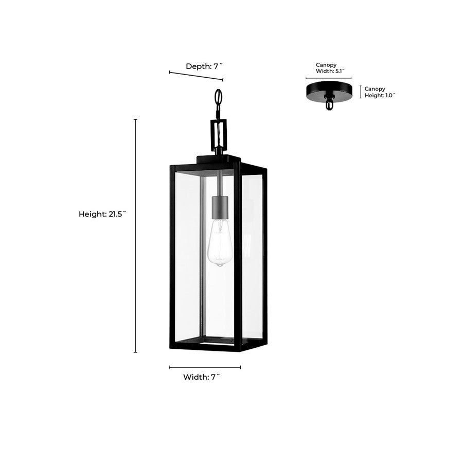 929 Lighting Atless 1Lt Outdoor Pendant, Black/Clear