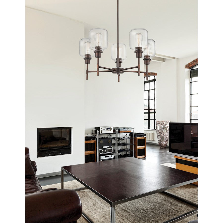 5 Light 29.5" Mini Pendant, Rubbed Bronze