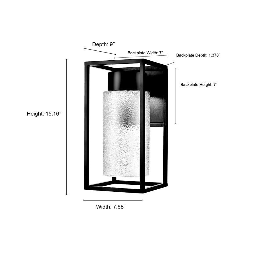 Millennium Lighting Outdoor Wall Sconce LED, Black/Clear