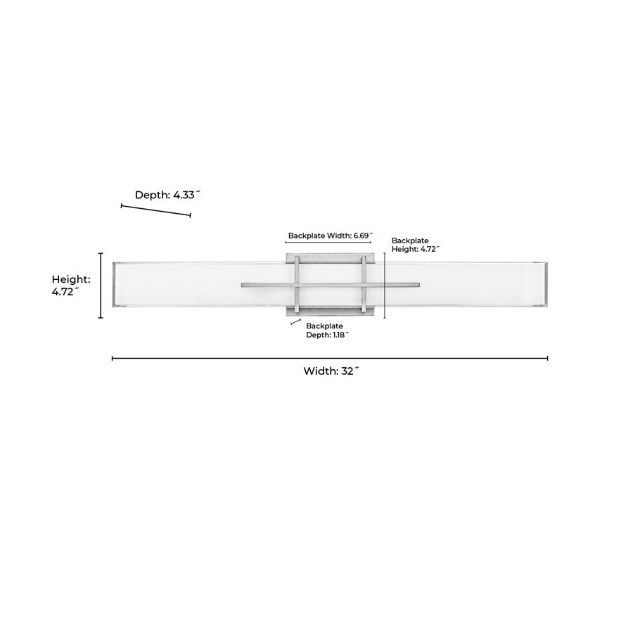 Millennium Tocco Selectable 32" LED Vanity Light, Nickel/White
