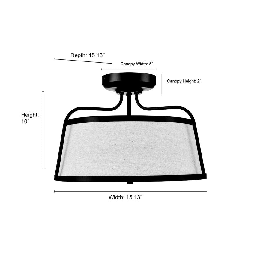 Millennium Selectable LED Semi-Flush Mount, Black/White Linen
