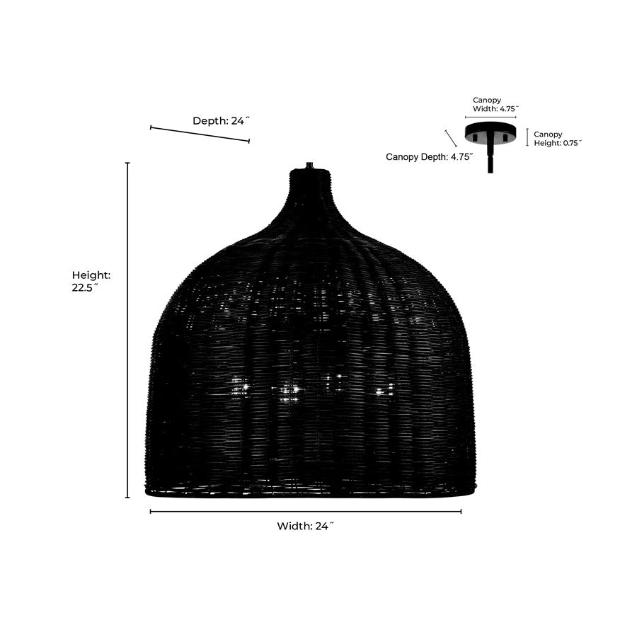 Millennium Lighting Elise 4Lt 24" Pendant, Black/Black