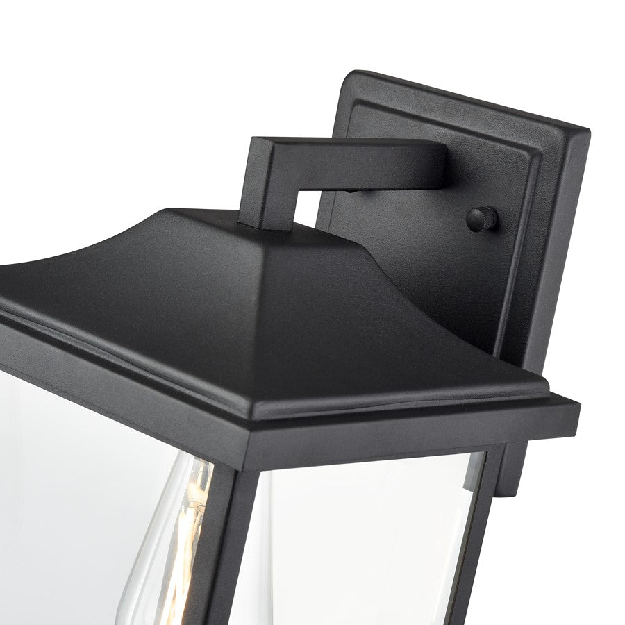 Millennium Southgate 1Lt 14" Outdoor Wall Sconce, Black/Clear