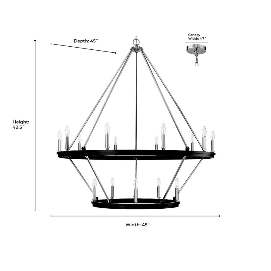 Millennium Lighting Carruth 15Lt Chandelier, Black/Modern Gold