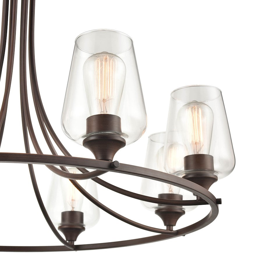 9 Light 28" Chandelier, Rubbed Bronze